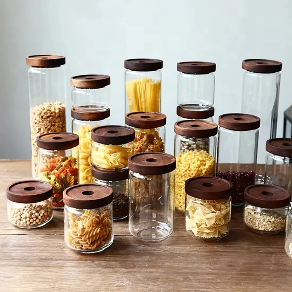 

Portable Tea Coffee Sugar Salt Seasoning Glass Jar With Knob Lid