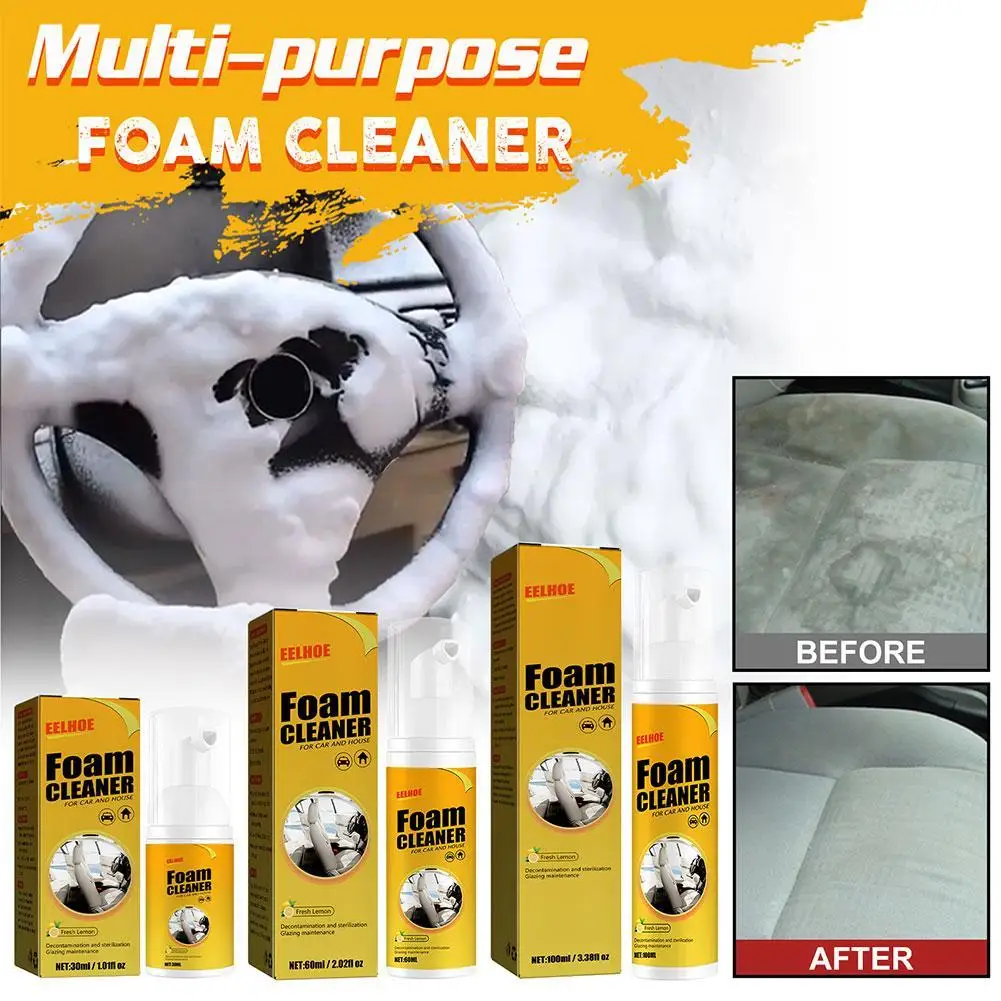 

30/60/100ML Multi-Purpose Foam Cleaner Spray Leather Cleaning Auto Home Surfaces Foam Cleaners for Car Wash Maintenance