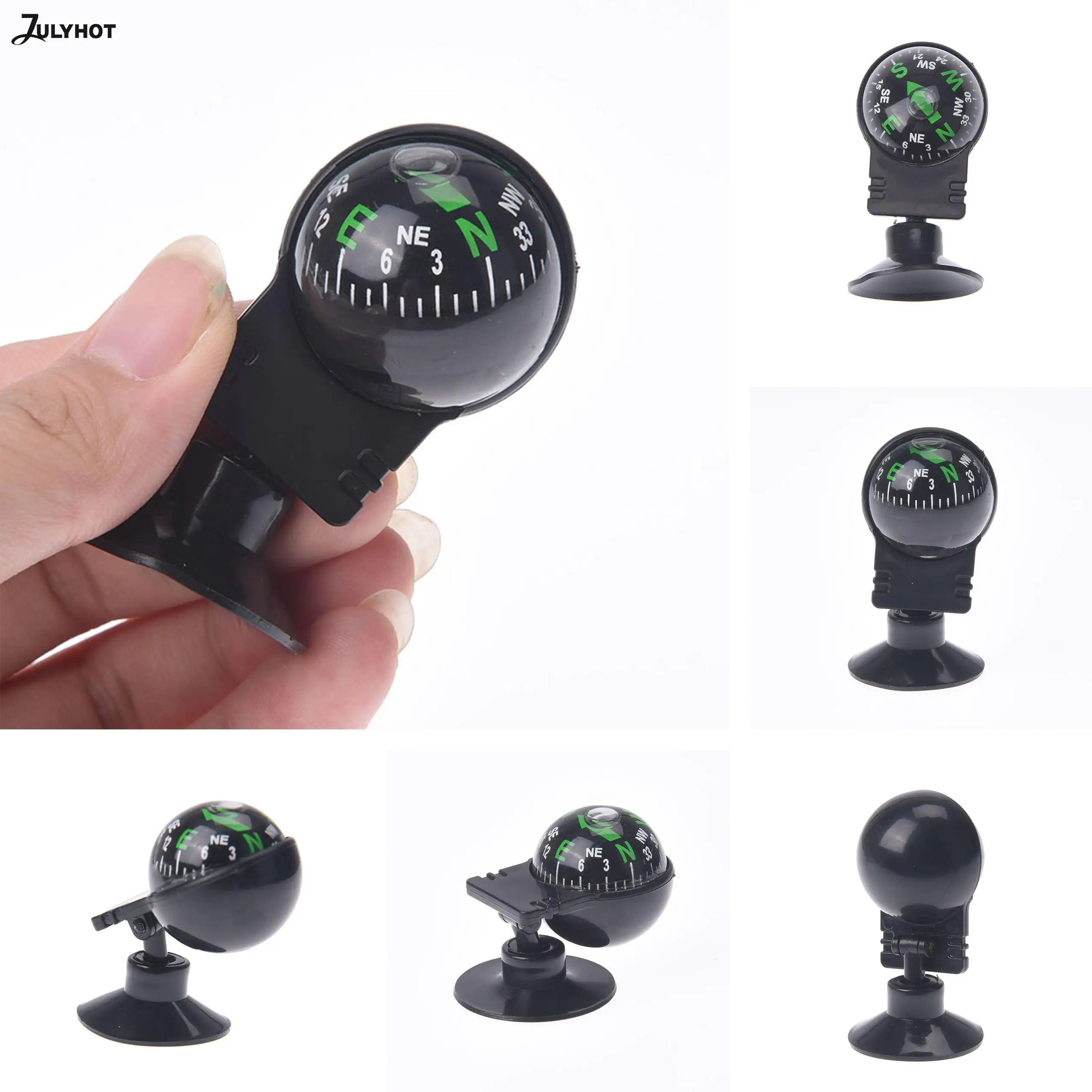 

High Quality Black 360 Degree Car Boat Truck Suction Compass Pocket Ball Dashboard Dash Mount Navigation Compass