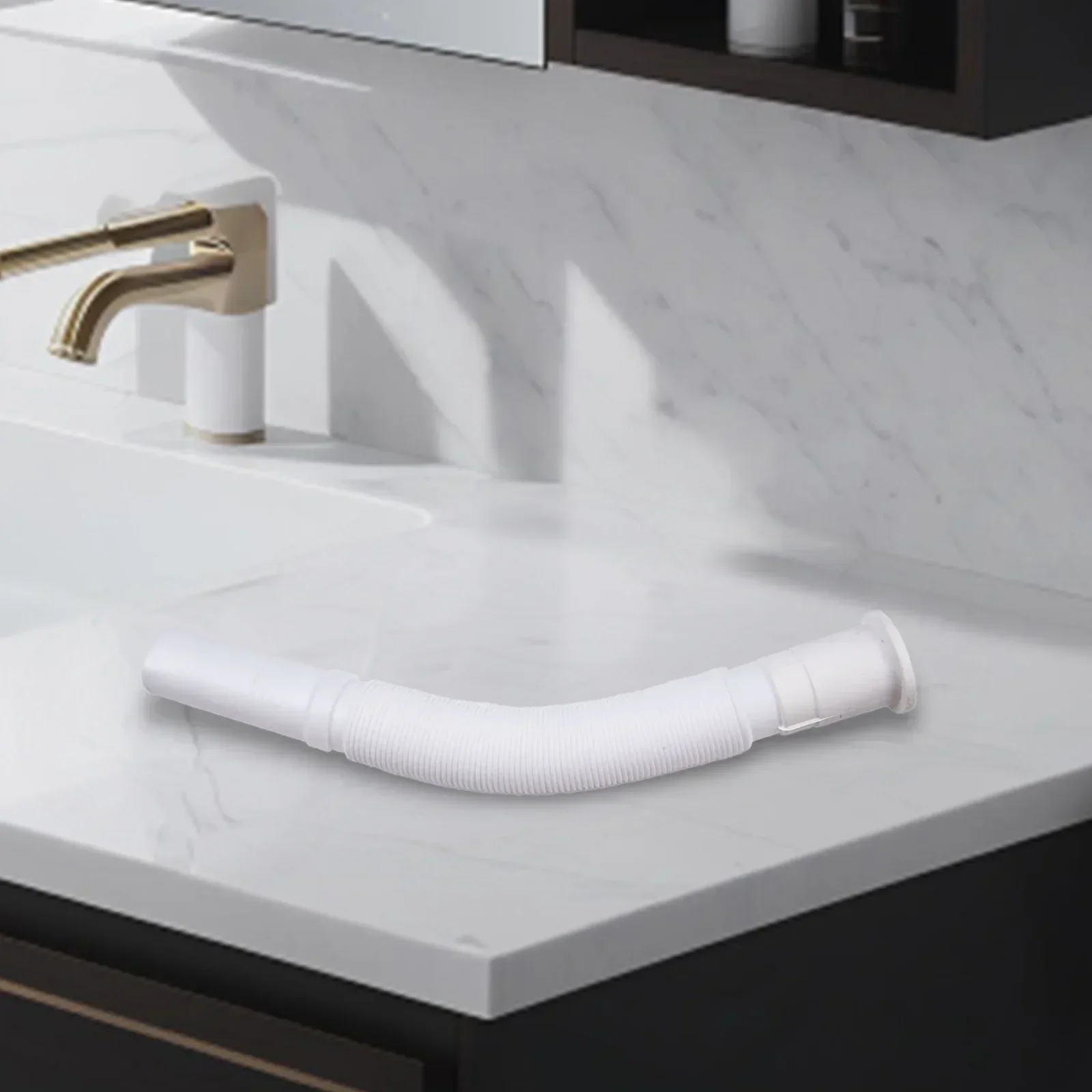 Пластиковая сливная труба белая диаметр 32 мм длина 70 см регулируемая устойчивая