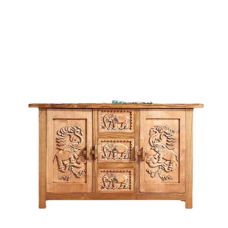 

High quality customized Southeast Asian style furniture solid wood entrance porch cabinet Thai living room lockers furniture