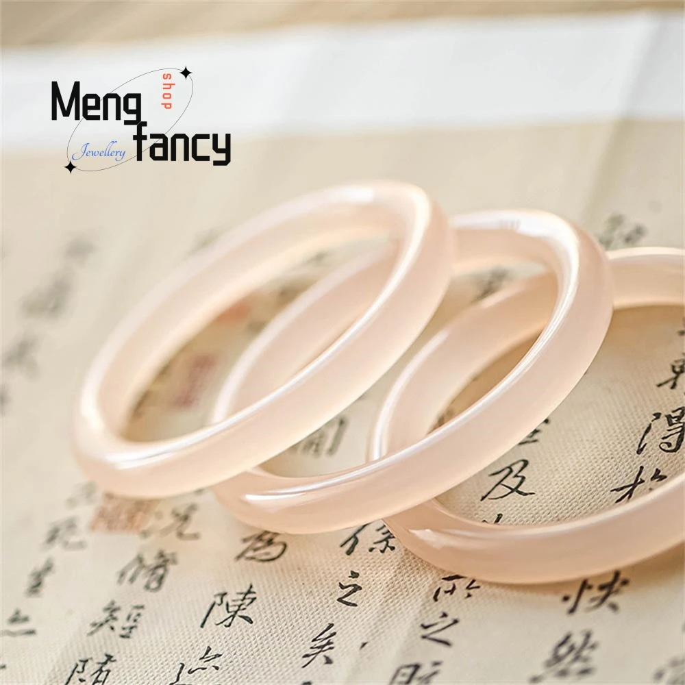 Натуральный розовый браслет из корня лотоса Круглый афганского нефрита простое