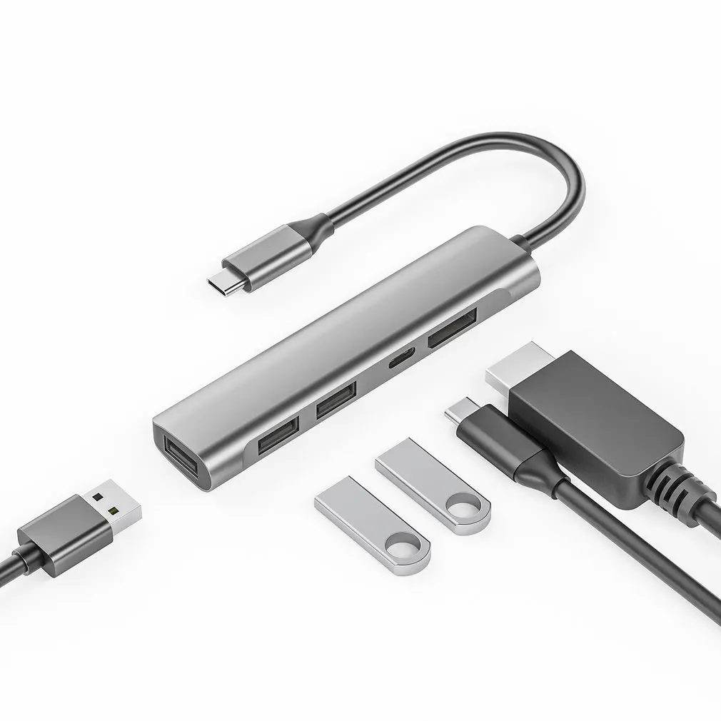Горячая док-станция-концентратор USB C 5 в 1 адаптер к порта дисплея типа USB2.0 PD