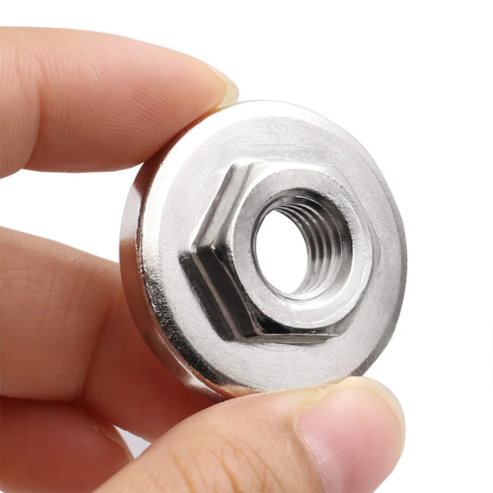 

1 шт. M10 шестигранная фланцевая гайка для угловой шлифовальной машины, быстросменная стопорная фланцевая гайка, быстроразъемные аксессуары для электроинструментов