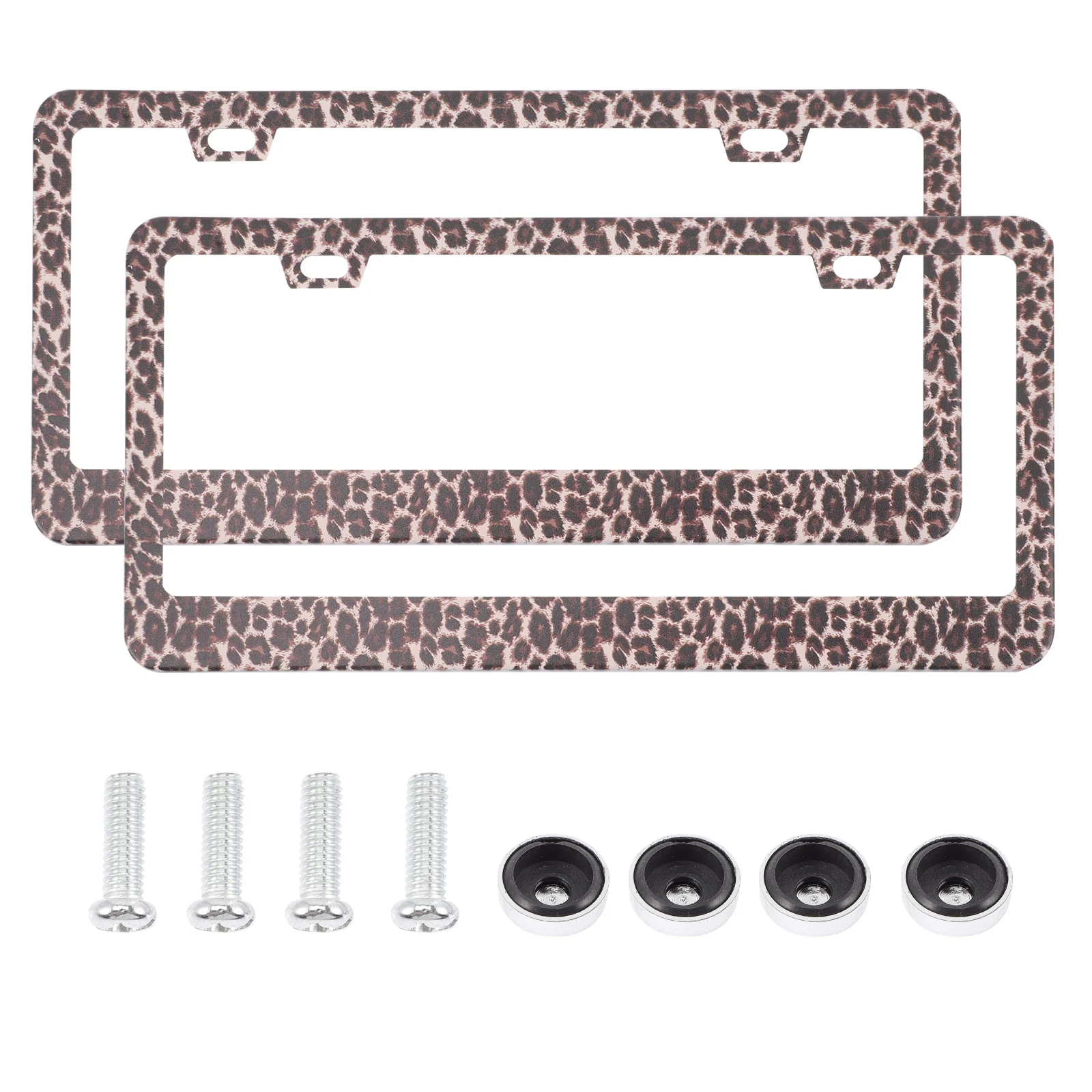 

2 Sets Car License Frames Leopard License Plate Covers Stainless License Frame