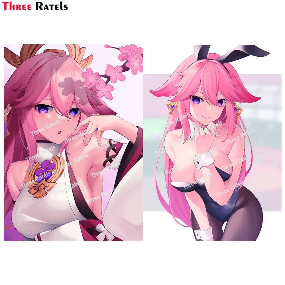 

Three Ratels H429 Yae Miko Genshin Impact Sexy Anime Girl Stickers And Decals For Bedroom Wall&Toilet Mirror Decoration