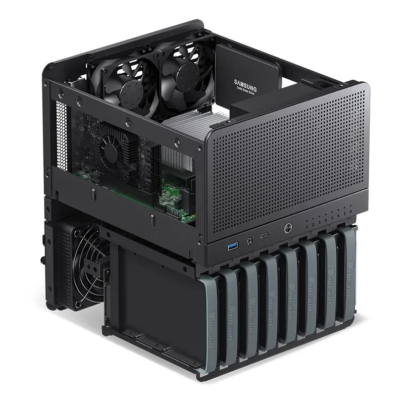 Черный корпус NAS JONSBO N3 — материнская плата ITX алюминиевый блок питания SFX