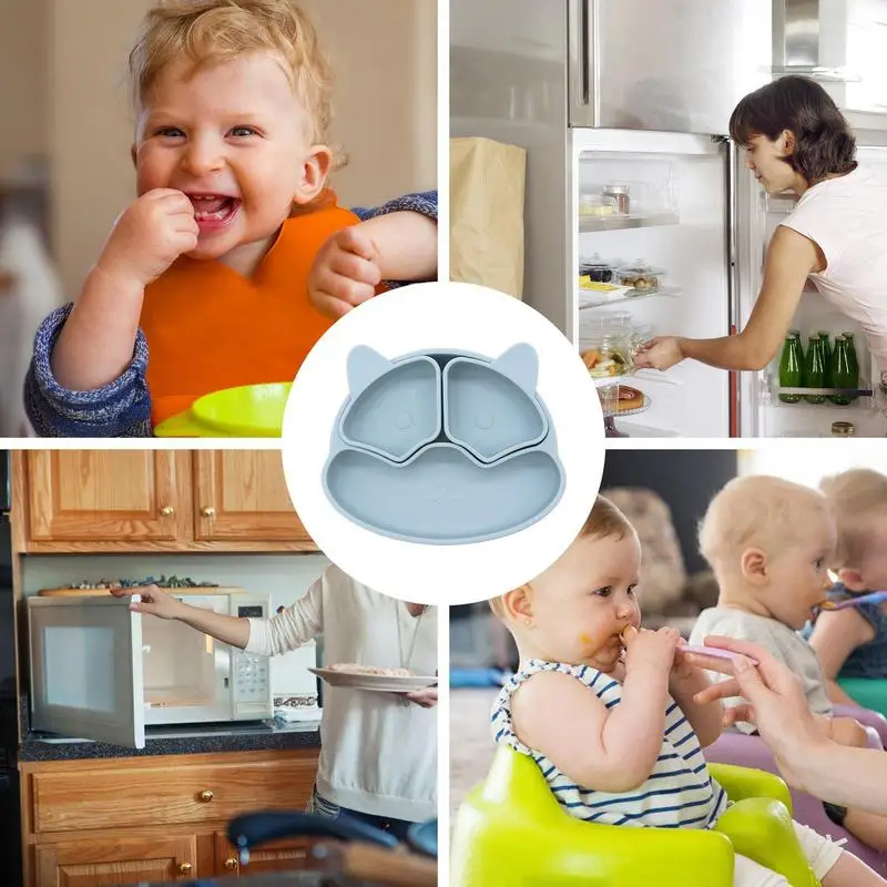 Детская безопасная присоска силиконовая обеденная тарелка однотонная милая