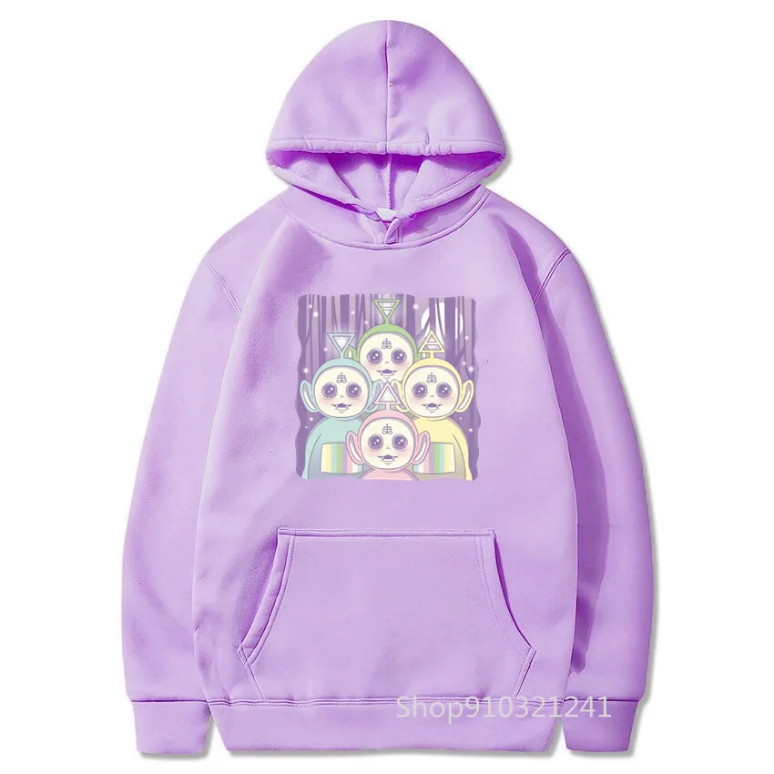 Толстовка женская с капюшоном милые топы принтом Teletubbies свободная уличная одежда
