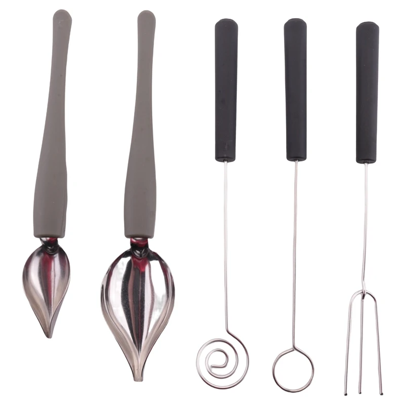 

3 Pcs Candy Dipping Tools Chocolate Dipping Fork Spoons Set 2 Pieces Culinary Decorating Spoons For Decorative Plates