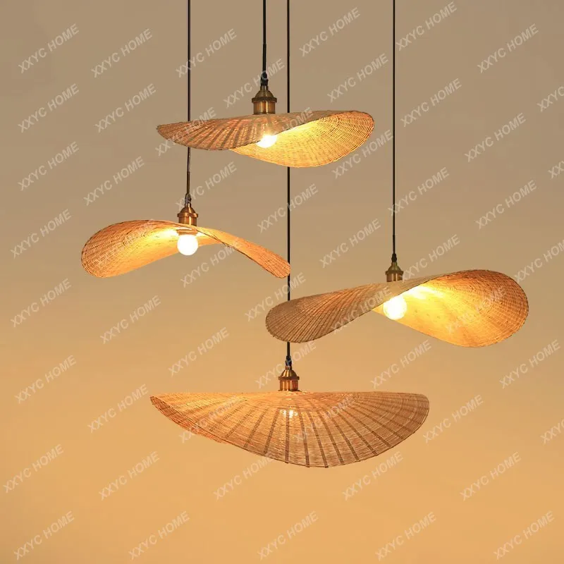 

Подвесная лампа в стиле ретро из бамбука, плетеный кухонный светильник в стиле лофт из ротанга, дизайнерский домашний декор, освещение для гостиной