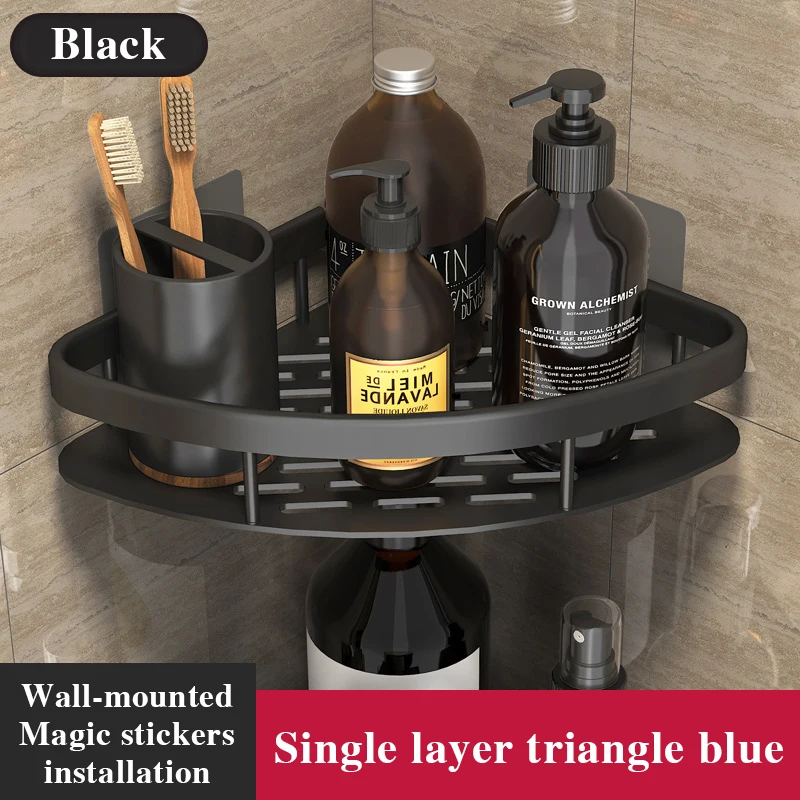 bathroom towel rack free punching magic stickers aluminum toilet holder shower room tripod pendant storage bar accessories free global shipping