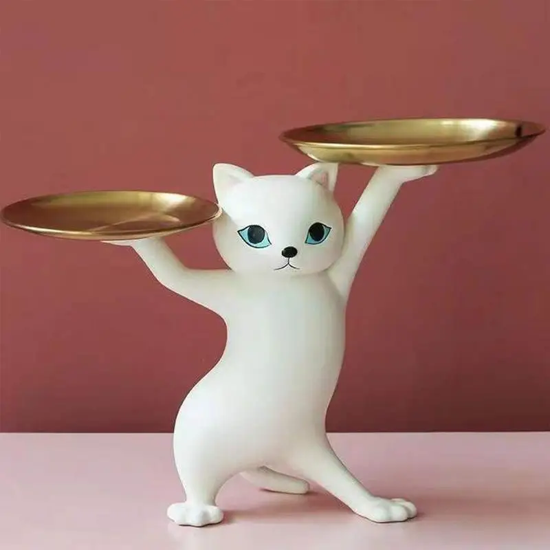 

Фигурки уникальных кошек, поднос для интерьера, для входного ключа, настольный контейнер для хранения конфет, аксессуары для украшения стола для дома и офиса