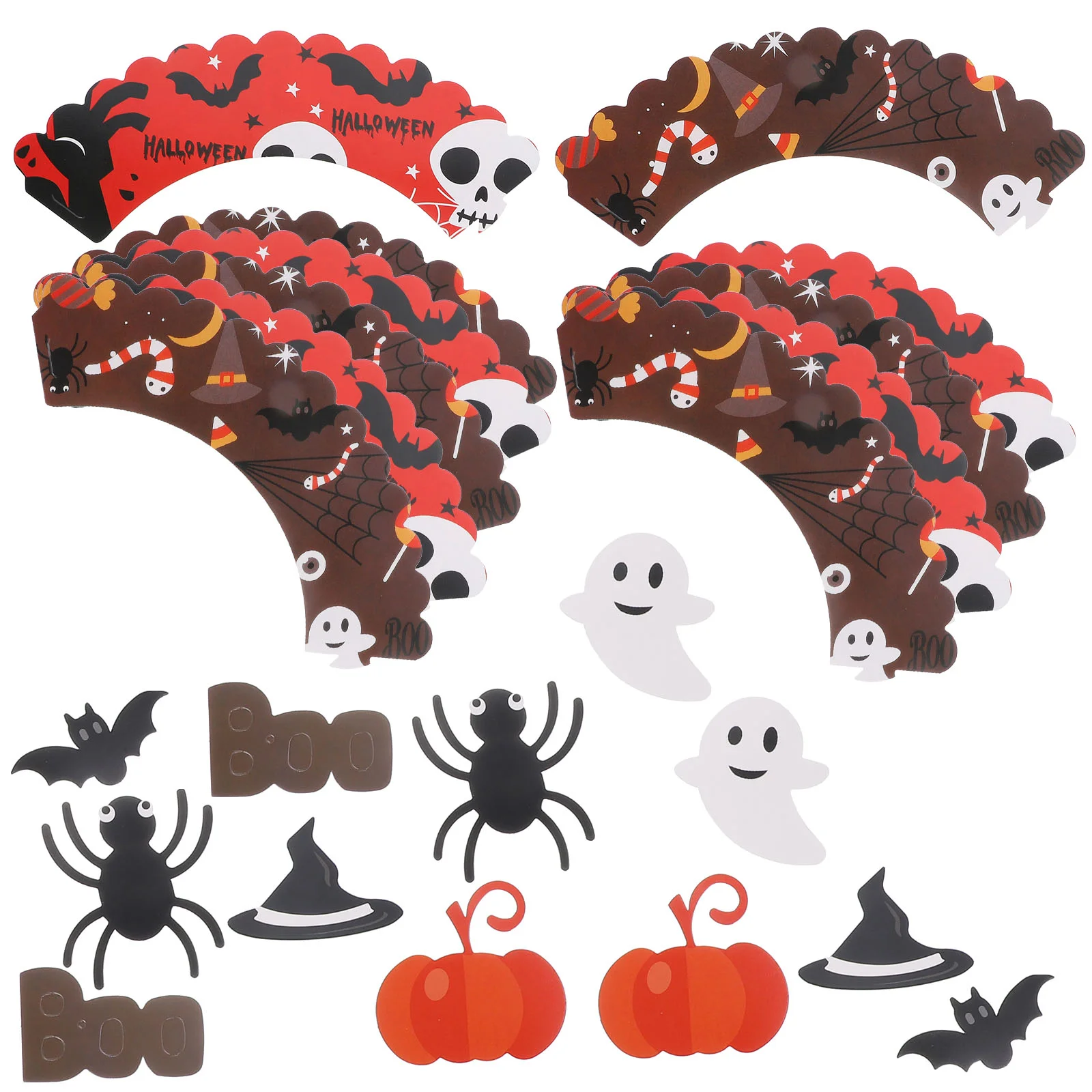 

Halloween Cupcake Wrappers Toppers Baking Decor Dessert Paper Pick Decorations Table