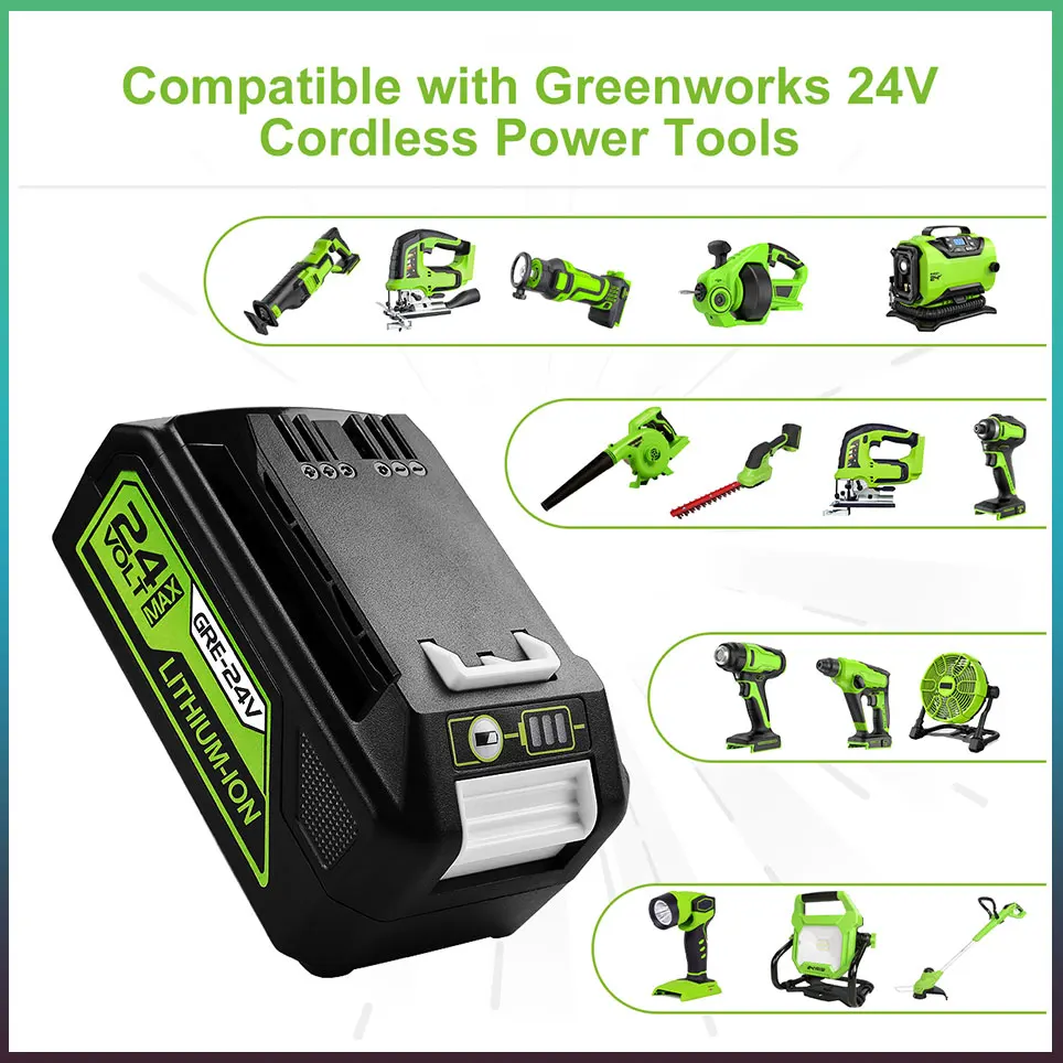 6000 мАч для Greenworks 24 В 6 0 Ач литий-ионный аккумулятор (для аккумулятора Greenworks)