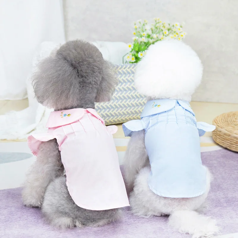 

Dog Clothes Fly Sleeve Pet Clothing for Dogs Super Small Cute Shirts Cartoon Print Puppy Spring Summer Solid Color Floral Kawaii