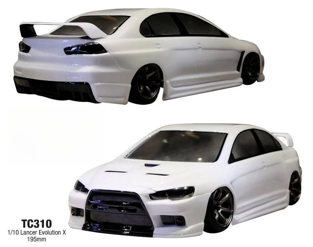 TC310 1/10 Lancer Evcolution X Clear Lexan body. Корпус шириной 195 мм. Колесная база 258 мм для гоночного
