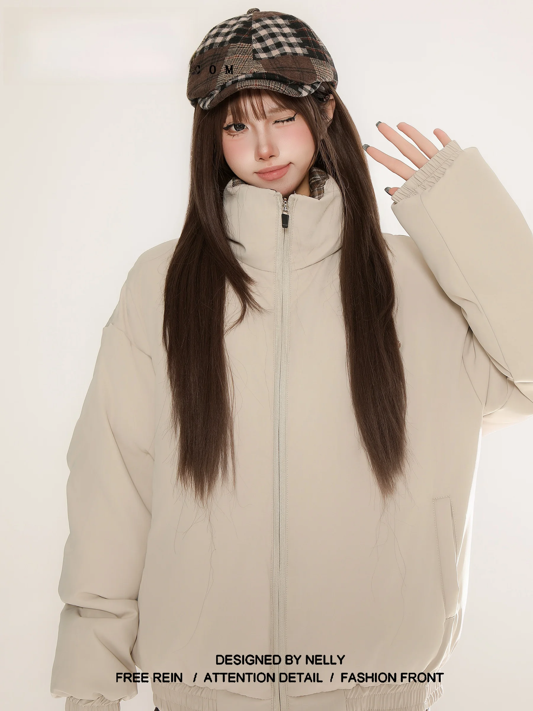 Xunxi базовое пальто с хлопковой подкладкой и воротником-стойкой для женщин зимнее