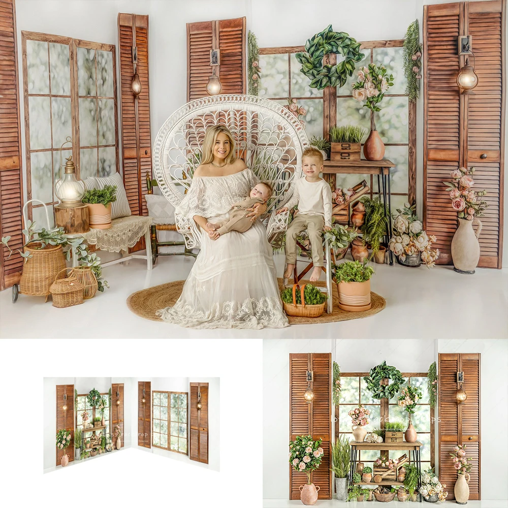 

Spring Plants Floral Windows Backdrops Kids Girl Photography Props Child Baby Photocall Decors Garden Background