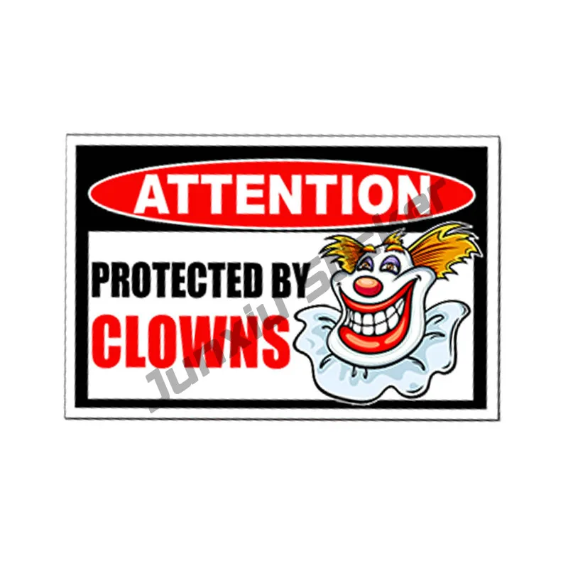 

Car Sticker Styling Funny Protected By Clown Attention for Car Truck Laptop Window Bumper Scratch-Proof Accessories KK13*9cm