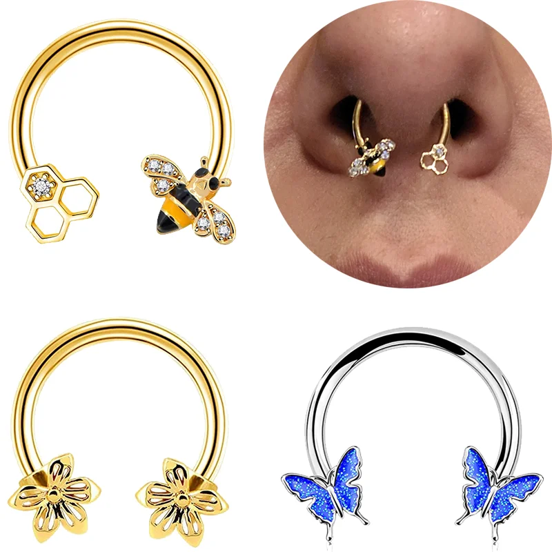 

16G Horseshoes Rings Earring Helix Hoop Septum Piercing Butterfly Sexy Nariz Piercing Ear Cartilage Tragus Goth Piercing Nez
