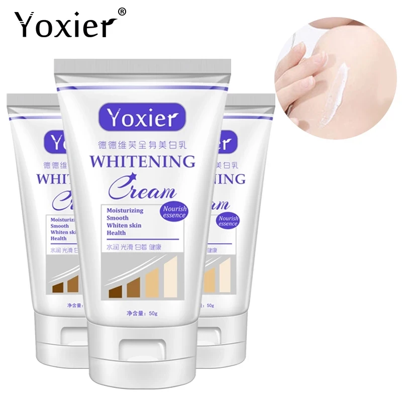 Yoxier 3Pcs Whitening Cream Nourish Repair Moisturizing Brighten Armpit Ankle Elbow Knee Arbutin Pearl Powder Body Skin Care 50g