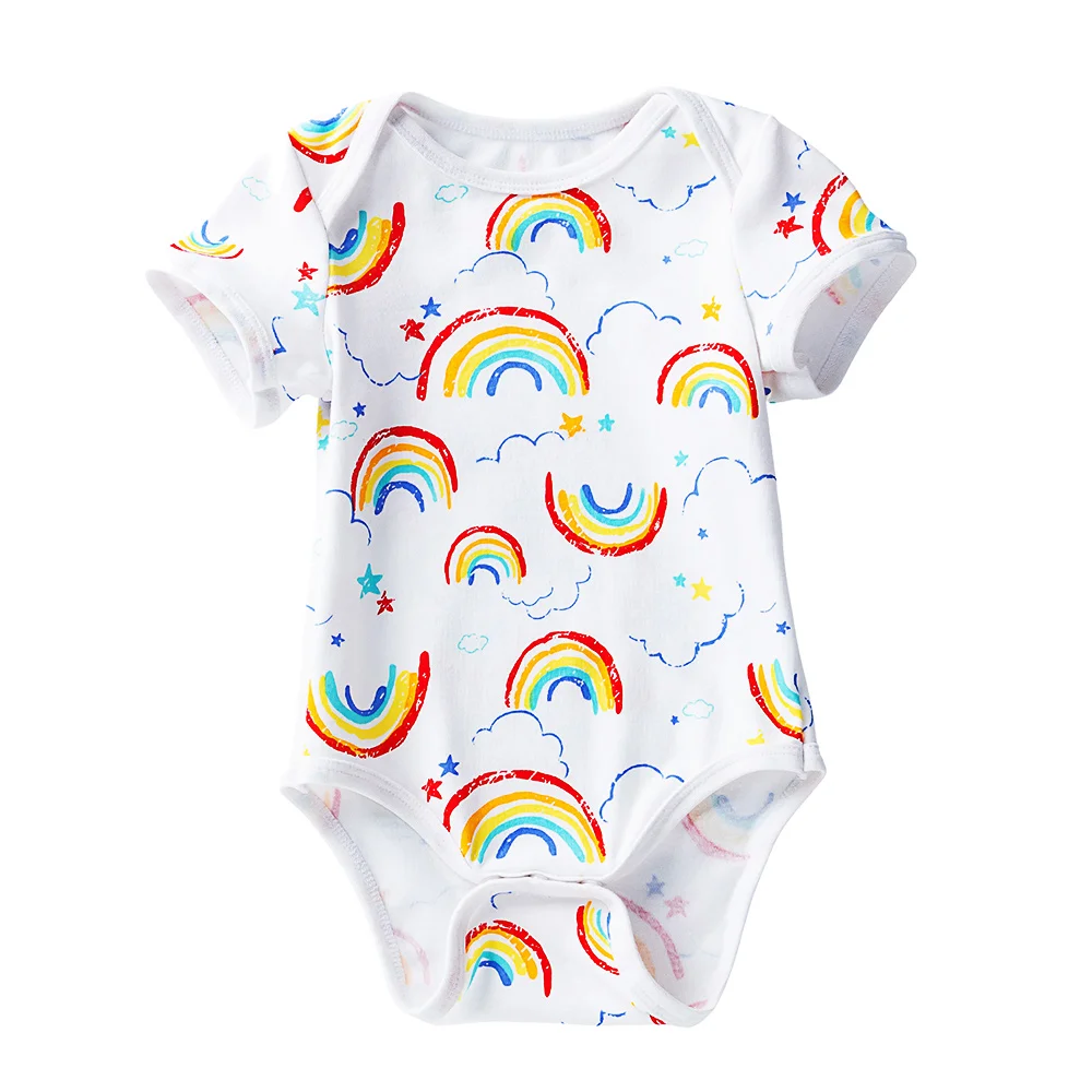

Multicolor Rompers Newborn Baby Clothes 0 3 Months White Clothes Short Sleeve Romper Cotton Clothing