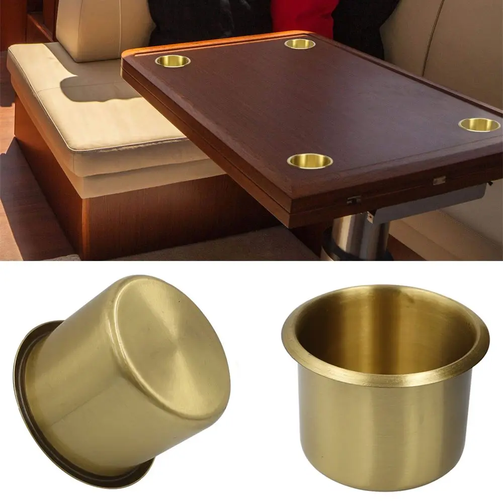 

6.7X5.5cm Drinks Holders Car RV Universal Brass Boat Marine Recessed Drop Drink Cup Holder Car Mount