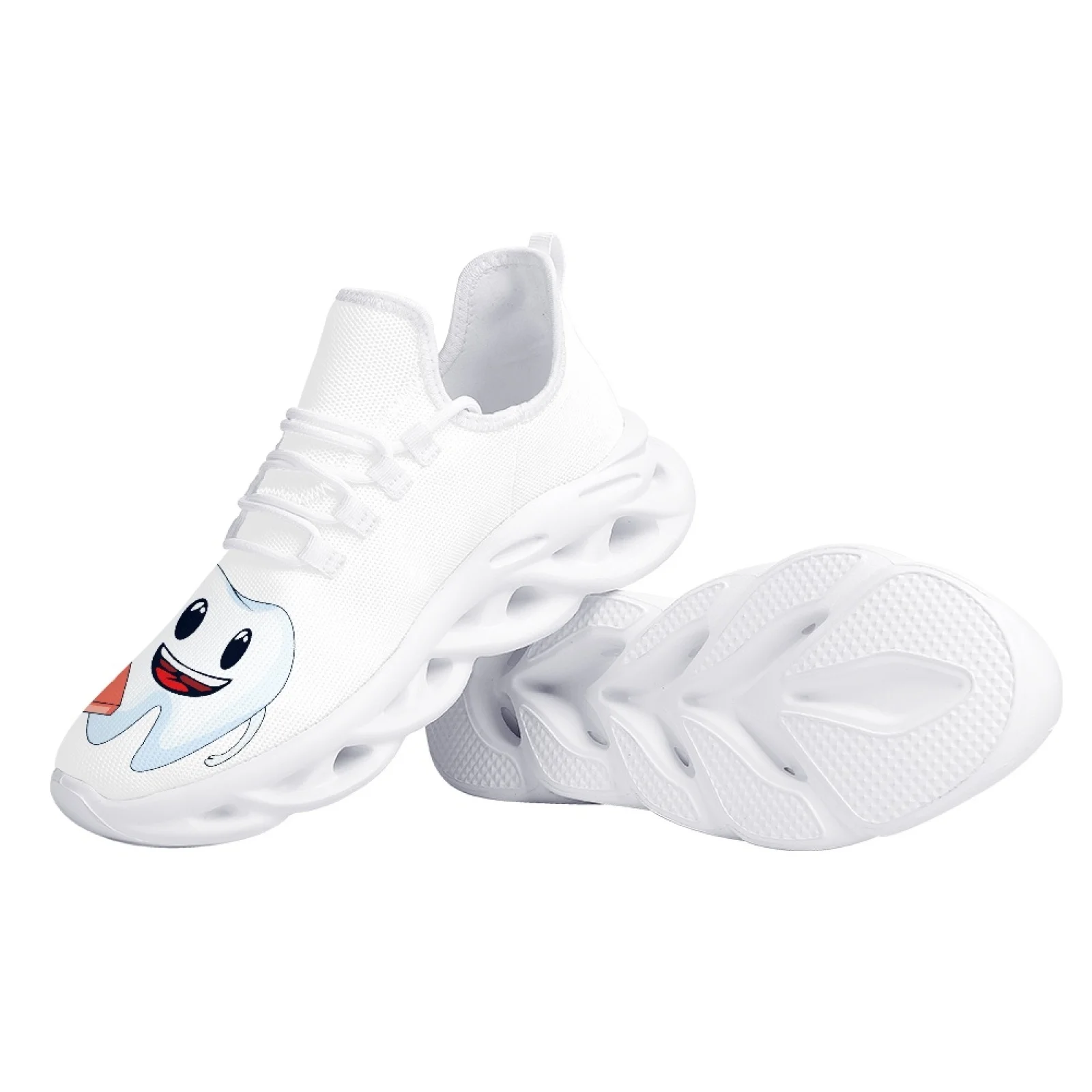 Belidome Funny Teeth Dental Print Walking Tennis Shoes for Women Running Shoes Comfortable Mrsh Fashion Nurse Sneakers