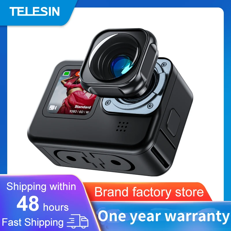 TELESIN 155 Degree Wide Angle Lens Max Lens Mod With 2 Protective Covers for GoPro11 Hero 10 Black Action Hero 10 11 Accessories enlarge