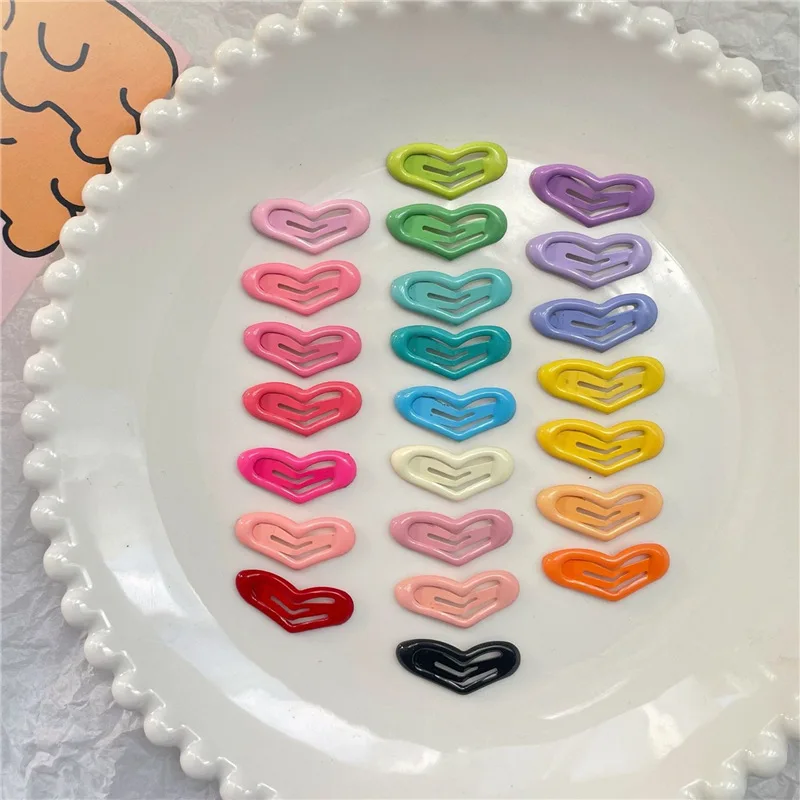 

10Pcs New 2.2cm Paint Drop Glue Peach Heart BB Clip Children's Female Mini Trumpet Hairpin Pet Dog Hair Clip Doll Doll Hairpin