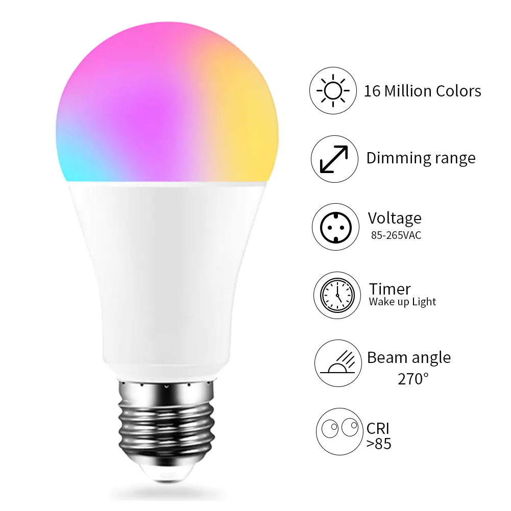 

SHACKER WiFi Smart LED lampadina ewelink 220V E27 RGB LED lampada dimmerabile Smart Life APP per Google Home Assistant Echo Alex