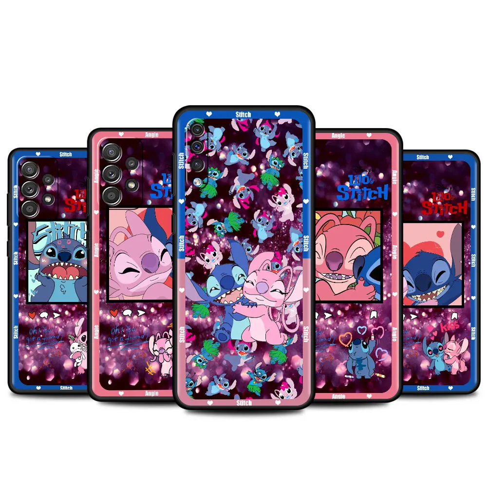 

Cool Disney's Lilo & Stitch Case For Samsung Galaxy A50 A73 A53 A33 A13 5G A04 A03 A01 A70 A20 Black Phone Cover Soft Capa