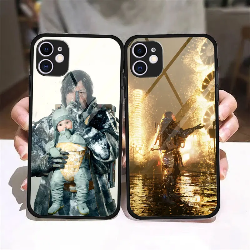 Фото Чехол из закаленного стекла для iPhone 17 16 13 15 12 Mini 16e 14 Pro Max 11 X XR 7 8 XS 6 6s Plus D-Death S-Stranding 2 №2