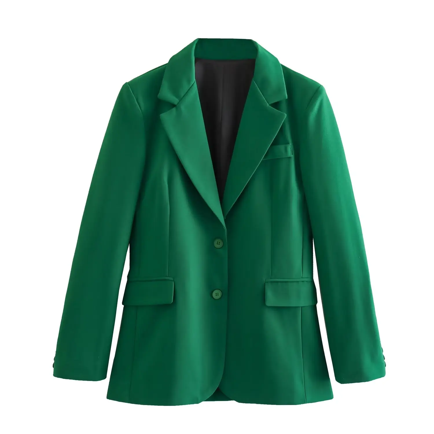 

PB&ZA Women 2023 New Fashion Direct Cutting Blazer Coat Vintage Long Sleeve Pockets Female Outerwear Chic Veste