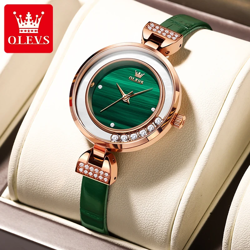 OLEVS Fashion Creative Womens Quartz Watch For Women Small Dial Casual Watch Leather Strap 30M Waterproof Watch Reloj Mujer 5540