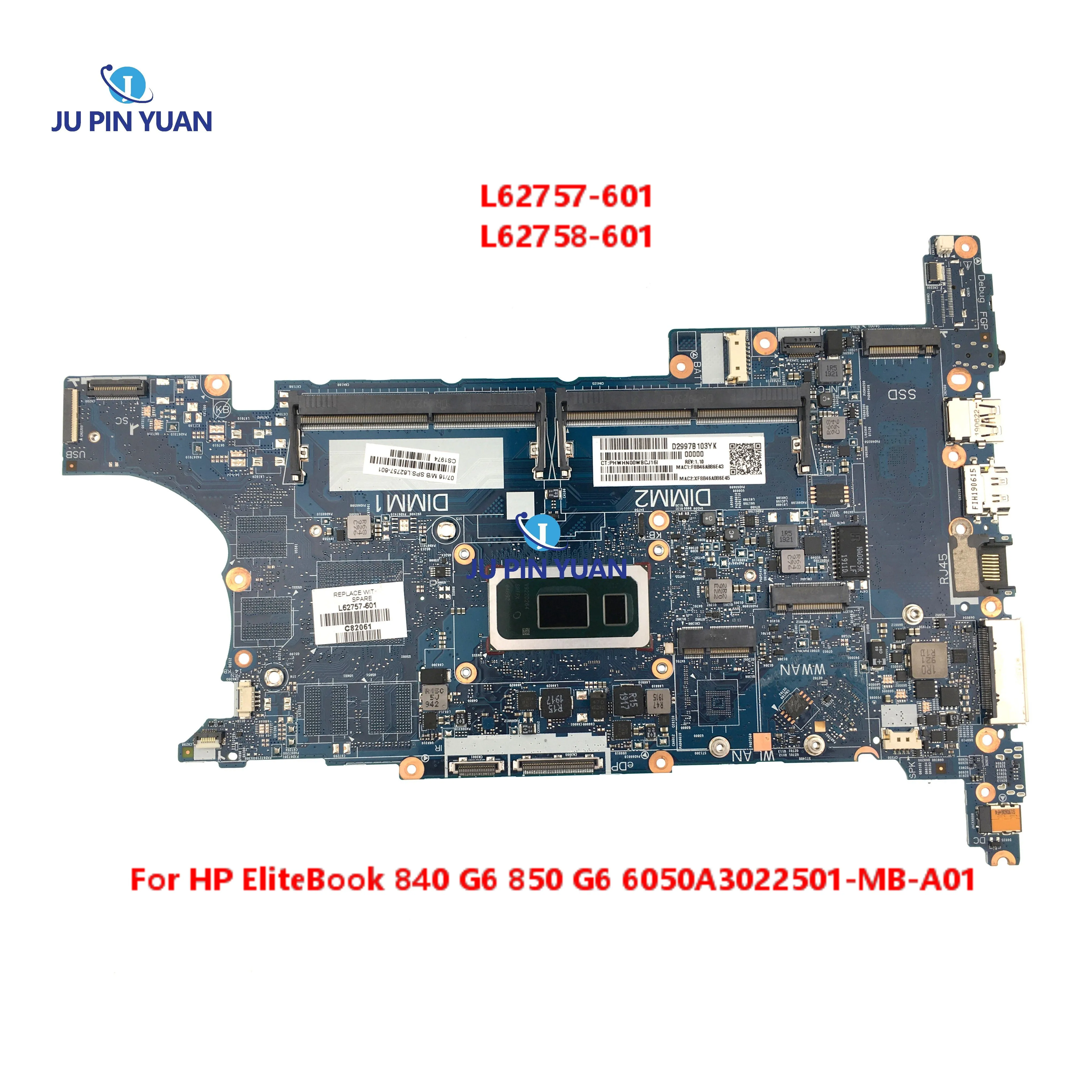 

L62757-601 L62758-601 For HP EliteBook 840 G6 850 G6 Laptop Motherboard I5-8265U I7-8565U CPU 6050A3022501-MB-A01 Mainboard
