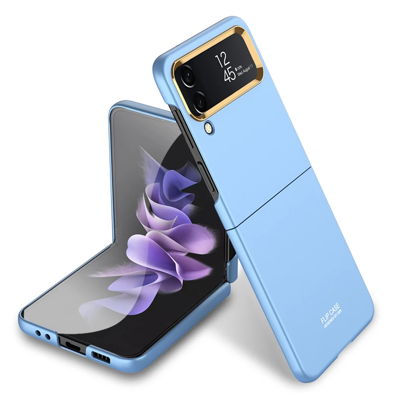 

For Samsung Galaxy Z Flip 4 Case Plating metal Lens Protection Matte Hard PC Shockproof Cover For Galaxy Z Flip4 5G