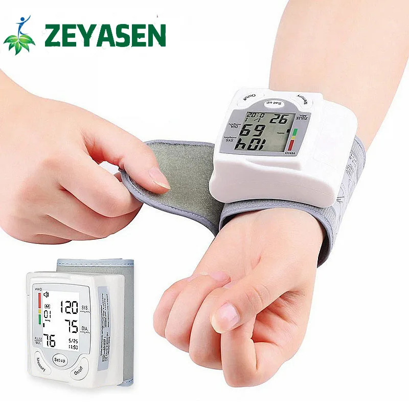 

Home Tensiometer Digital Blood Pressure Monitors Medical Wrist Device Portable BP Sphygmomanometer LCD Display Tonometer