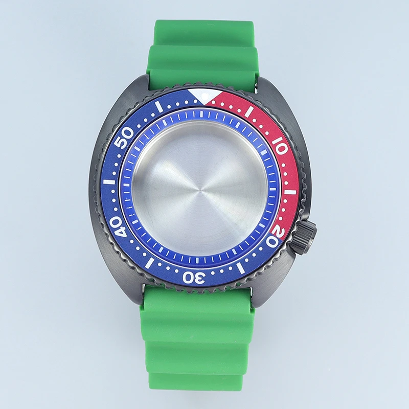 Черный корпус часов Abalone 45 мм зеленый резиновый браслет сапфир подходит для тунца