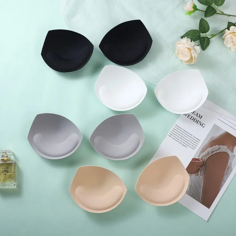 

1 Pair Nude Color Foam Triangle Breast Convenient Reusable Insert Sponge Pads Soft Non-slip Enhancer Chest Pads