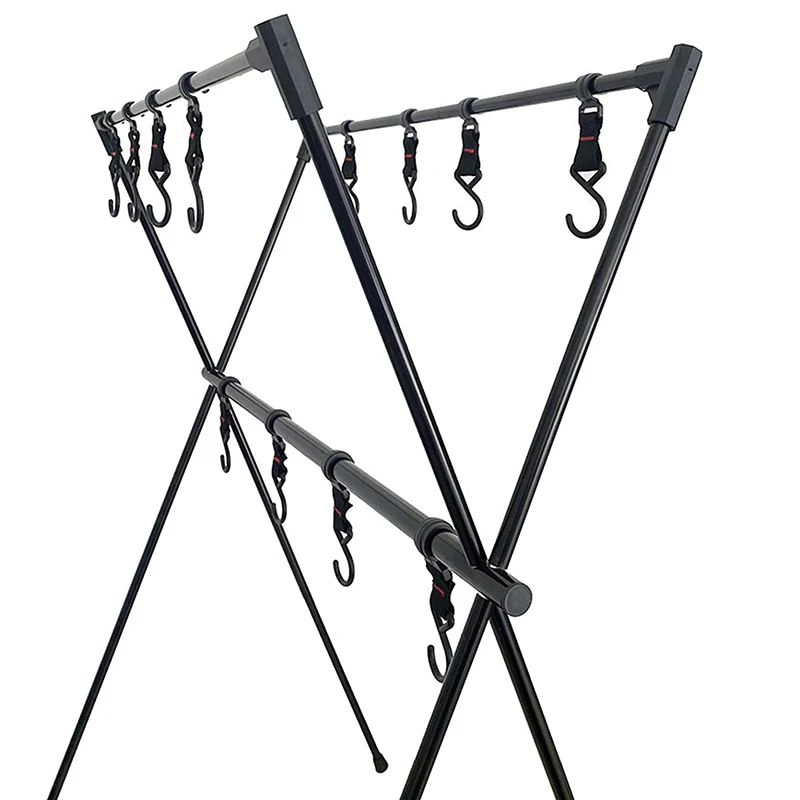 

Folding Rack Shelf Lamp Hanger Camping Aluminum Alloy Ultralight Triangle Double Layer Outdoor Tableware Cookware Holder Bracket