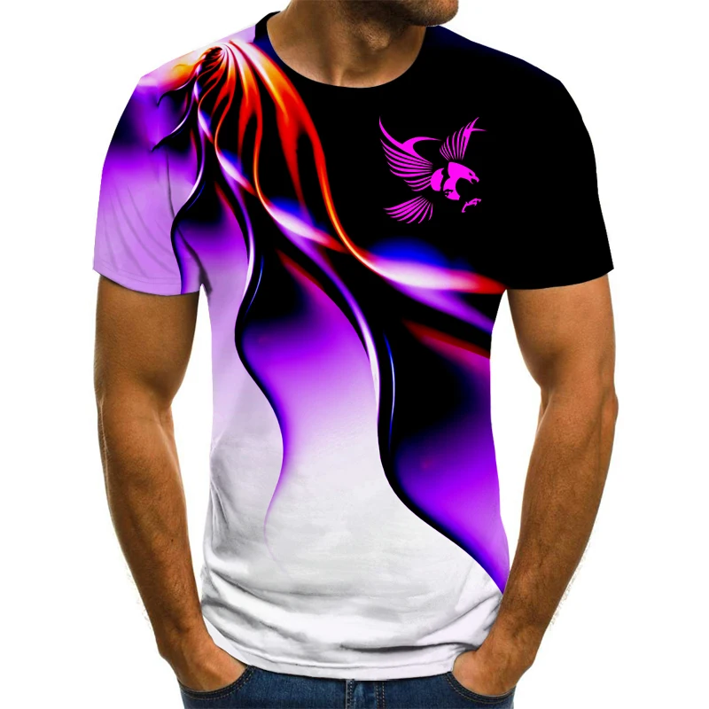 

2023 Sommer Mode T-shirt Männer 3d Adler Druck Flamme Männer T-shirt Atmungsaktiv Street Style Print T-shirt Übergroßen Ajax