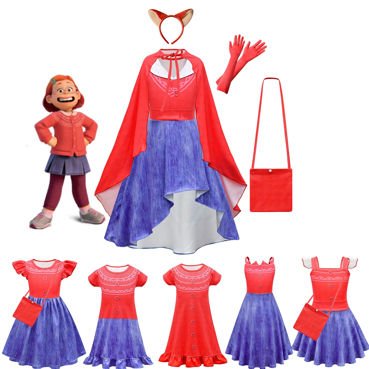 

Disney Turning Red Meilin Lee Kids Princess Dress Suit Charm for Girls Cosplay Mei Red Carnival Birthday Party for girls Costume