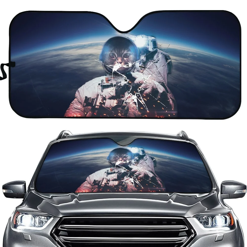 

Cat Astronaut Design Cars Sunshade Universal Sun Shades Durable Anti UV Covers for Front Windshield Car Window Solar Shade Decor