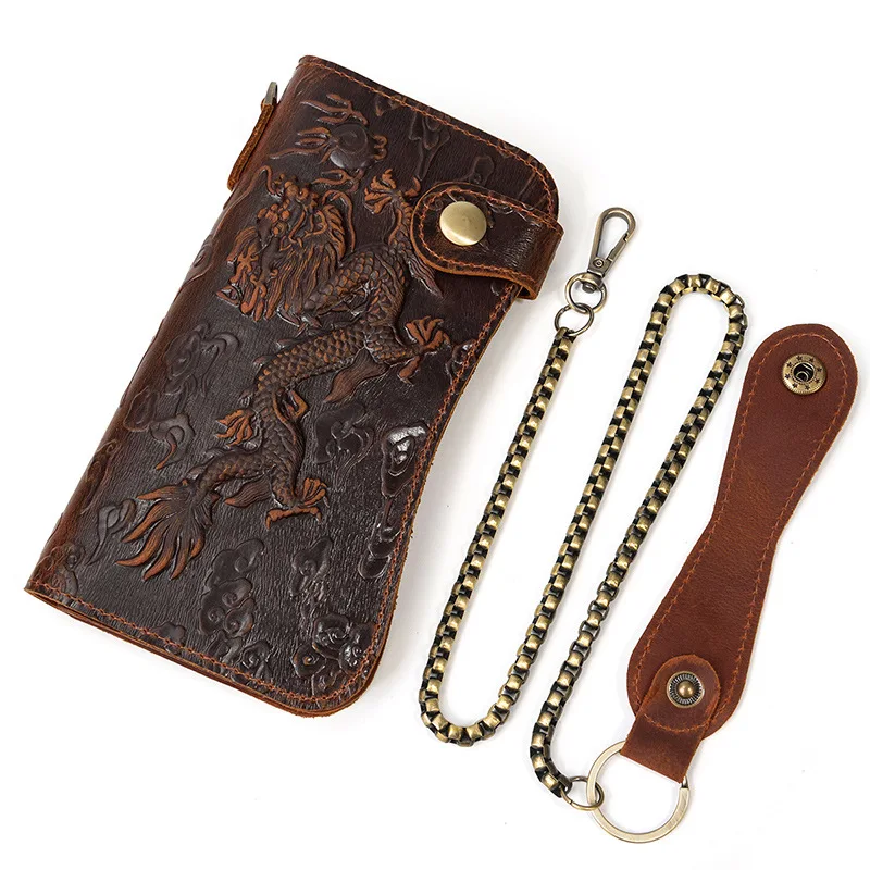 2022 Dragon Pattern Wallet For Men Luxury Wallet Genuine Leather Coin Purses Men Tiger Pattern Card Wallet New Men Clutch Bags