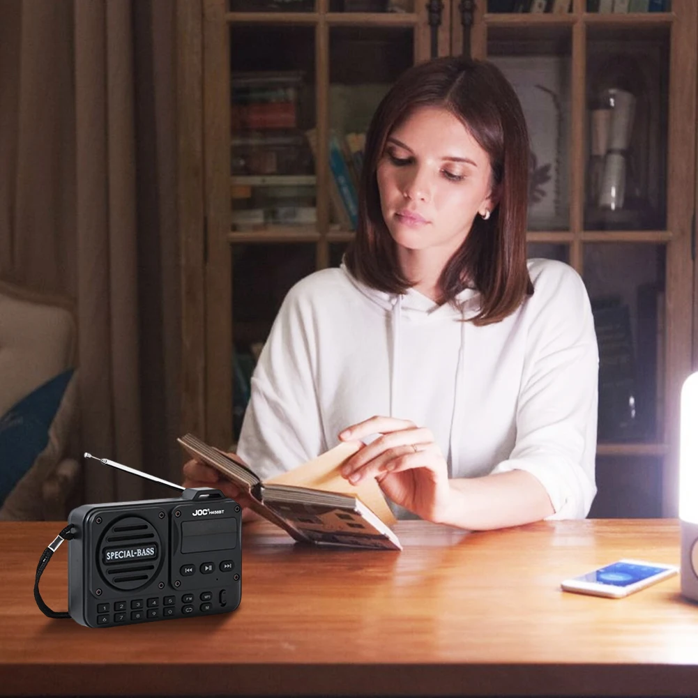 FM портативное радио перезаряжаемый радиодинамик BT 5.4 со светодиодным дисплеем