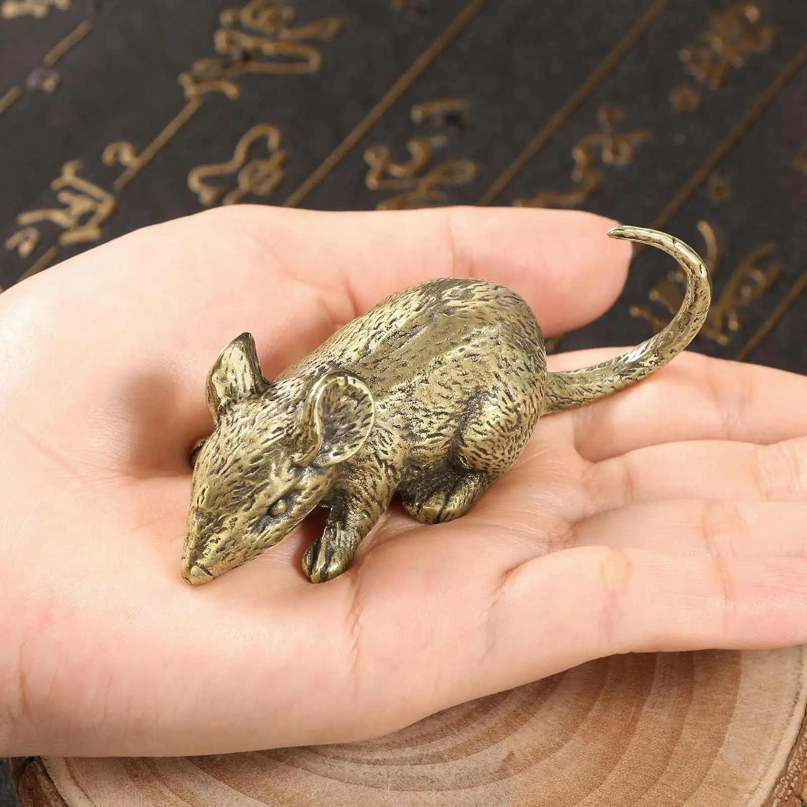 Латунная мышь статуя настольное украшение тонкая ручная работа износостойкая