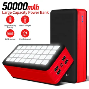 high tech 4 port wireless charging 50000mah solar power bank for all phone 50000mah free global shipping