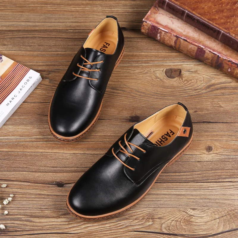 

Men's Casual Leather Shoes Lace-up Mens Light Comfortable Driving Flats Men Classic Outdoor Oxfords EUR Sizes 38-48